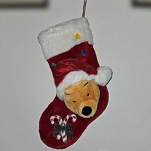 Vintage Disney Winnie-the-Pooh Bear Singing Christmas Stocking ~ NWOT - Picture 1 of 6